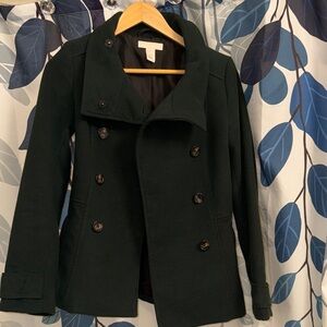 Women's Double-Breasted Black Peacoat